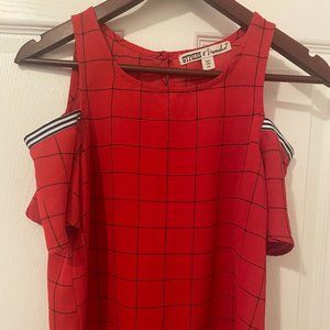 women's Gypsies & Moondust plaid cold shoulder top